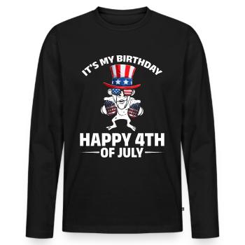 4th Of July Party It's My Birthday Happy 4th Of - Männer Premium Bio Langarmshirt - Schwarz - Vorne - Nico (187cm)