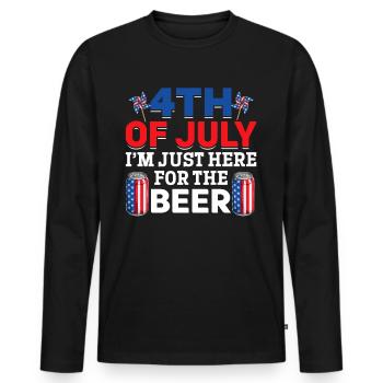 4th Of July I'm Just Here For The Beer Patriotic - Männer Premium Bio Langarmshirt - Schwarz - Vorne - Nico (187cm)