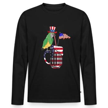 Drôle de fête patriotique Perroquet 4 juillet - T-shirt manches longues Premium bio Homme - noir - Devant - Nico (187cm)