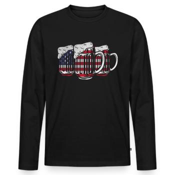 US Flag Beer 4th Of July Patriotic Day 4th Of July - Men's Premium Organic Long Sleeve Shirt - black - Front - Nico (187cm)