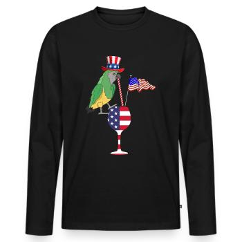 Parrot Patriotic Day Parrot Fête du 4 juillet - T-shirt manches longues Premium bio Homme - noir - Devant - Nico (187cm)