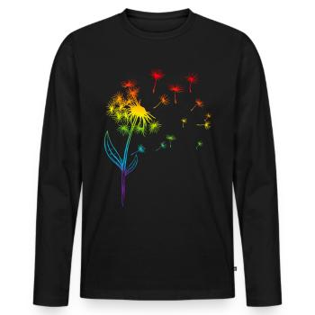 Pusteblume Löwenzahn Regenbogen Pflanze - Männer Premium Bio Langarmshirt - Schwarz - Vorne - Nico (187cm)