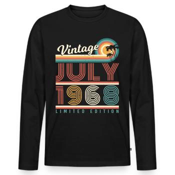 1968 Im Juli Vintage - Männer Premium Bio Langarmshirt - Schwarz - Vorne - Nico (187cm)