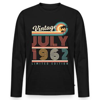 1962 Juli 60ter Geburtstag - Männer Premium Bio Langarmshirt - Schwarz - Vorne - Nico (187cm)