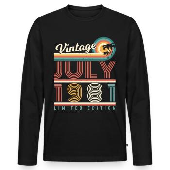 Geboren 1981 Im Juli - Männer Premium Bio Langarmshirt - Schwarz - Vorne - Nico (187cm)