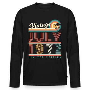 50 years in July 1972 - Men's Premium Organic Long Sleeve Shirt - black - Front - Nico (187cm)