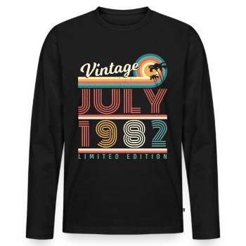 July 1982 40th birthday - Men's Premium Organic Long Sleeve Shirt - black - Front - Nico (187cm)