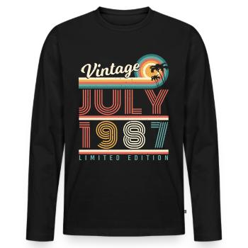 Baujahr Juli 1987 - Männer Premium Bio Langarmshirt - Schwarz - Vorne - Nico (187cm)