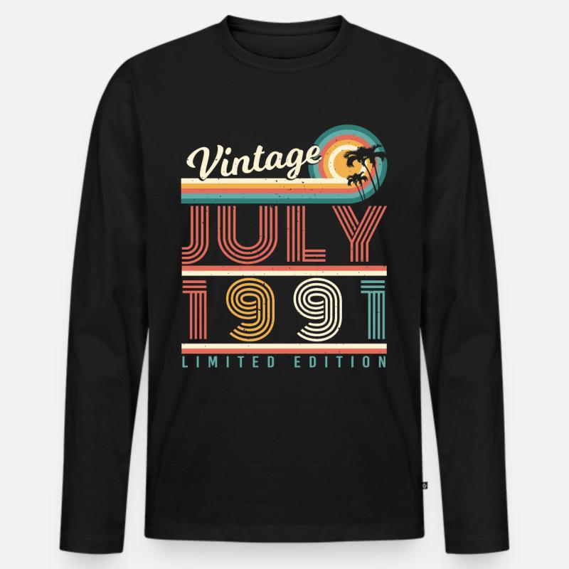 1991 Juli Geschenkidee - Männer Premium Bio Langarmshirt - Schwarz