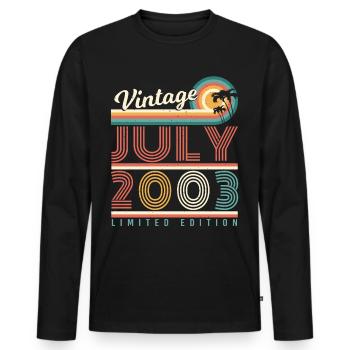 Meilleur mois de naissance Juillet 2003 - T-shirt manches longues Premium bio Homme - noir - Devant - Nico (187cm)