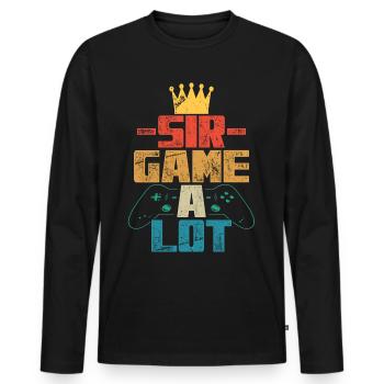 Sir Game A Lot Gamer Zocker Gambling Gift Retro - Men's Premium Organic Long Sleeve Shirt - black - Front - Nico (187cm)