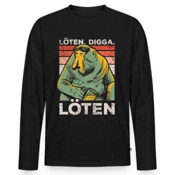 Löten Digga Löten Nasenaffe Bier Biertrinker Retro - Männer Premium Bio Langarmshirt - Schwarz - Vorne - Nico (187cm)