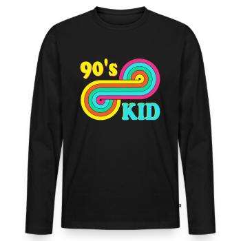 90s Outfit Party 90's MottoParty 1990 - Men's Premium Organic Long Sleeve Shirt - black - Front - Nico (187cm)