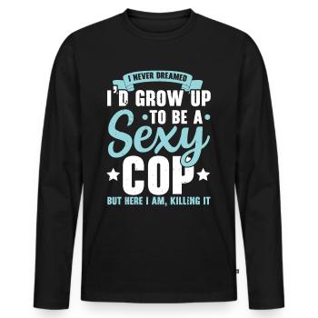 A Sexy Police Officer Police Officer Law Enforcementb - Men's Premium Organic Long Sleeve Shirt - black - Front - Nico (187cm)