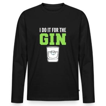 Je le fais pour le gin - T-shirt manches longues Premium bio Homme - noir - Devant - Nico (187cm)