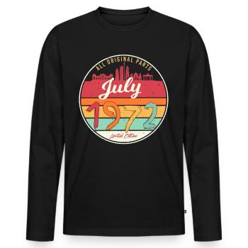 Félicitations pour l’âge de 50 juillet 1972 - T-shirt manches longues Premium bio Homme - noir - Devant - Nico (187cm)
