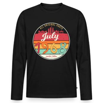 1968 Juli Retro - Männer Premium Bio Langarmshirt - Schwarz - Vorne - Nico (187cm)