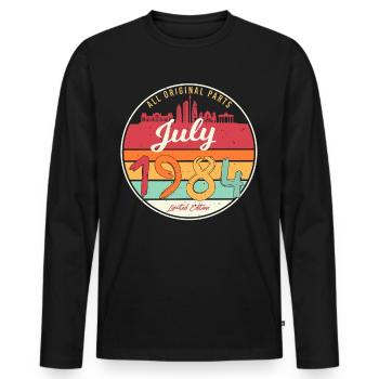 Année de construction Juillet 1984 - T-shirt manches longues Premium bio Homme - noir - Devant - Nico (187cm)