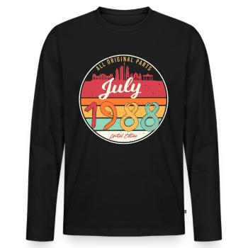 Born in July 1988 - Men's Premium Organic Long Sleeve Shirt - black - Front - Nico (187cm)
