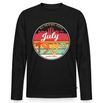 Né en juillet 1989 - T-shirt manches longues Premium bio Homme - noir - Devant - Nico (187cm)