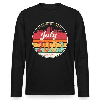 20tes Lebensjahr Im Juli 2002 - Männer Premium Bio Langarmshirt - Schwarz - Vorne - Nico (187cm)