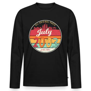 Mois de naissance Juillet 2003 - T-shirt manches longues Premium bio Homme - noir - Devant - Nico (187cm)