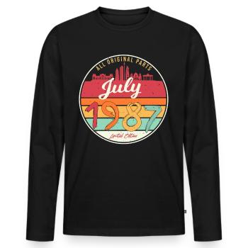 Baujahr Juli 1987 - Männer Premium Bio Langarmshirt - Schwarz - Vorne - Nico (187cm)