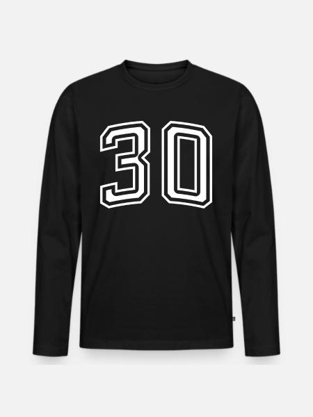 Numéro 30 en blanc - T-shirt manches longues Premium bio Homme - noir
