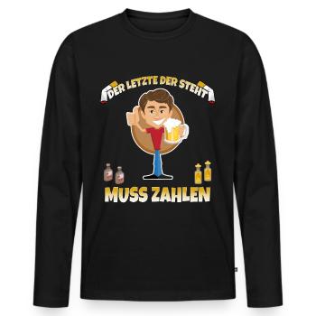 Enterrement de vie de garçon Alcool et célébration Dire - T-shirt manches longues Premium bio Homme - noir - Devant - Nico (187cm)
