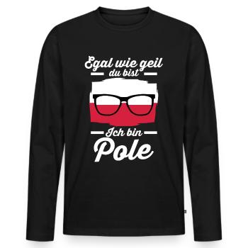 Polska Pole Polnisches Polen - Männer Premium Bio Langarmshirt - Schwarz - Vorne - Nico (187cm)