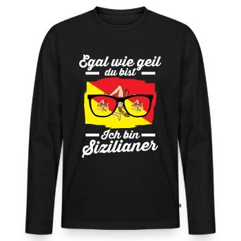 Sicilia Sizilianer Sizilianisches Sizilien - Männer Premium Bio Langarmshirt - Schwarz - Vorne - Nico (187cm)