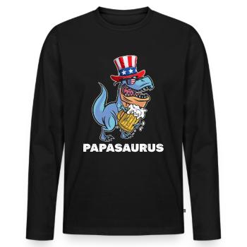 Patriotic Day Papa Dinosaur 4th Of July Dino - Männer Premium Bio Langarmshirt - Schwarz - Vorne - Nico (187cm)