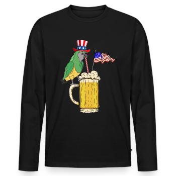 Parrot Bird 4 juillet Fête patriotique Parrot - T-shirt manches longues Premium bio Homme - noir - Devant - Nico (187cm)