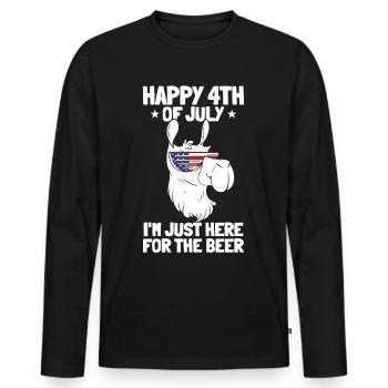 Joyeux 4 juillet, je suis juste ici pour la bière - T-shirt manches longues Premium bio Homme - noir - Devant - Nico (187cm)