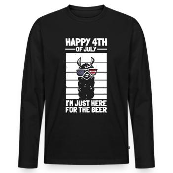 Joyeux 4 juillet, je suis juste ici pour le lama de la bière - T-shirt manches longues Premium bio Homme - noir - Devant - Nico (187cm)