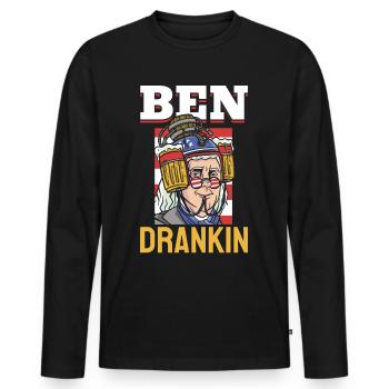 Ben Drankin Drôle Benjamin Quote Bière 4 juillet - T-shirt manches longues Premium bio Homme - noir - Devant - Nico (187cm)