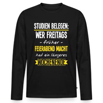 Arbeit Feierabend Lustiger Bürospruch Kollegen - Männer Premium Bio Langarmshirt - Schwarz - Vorne - Nico (187cm)