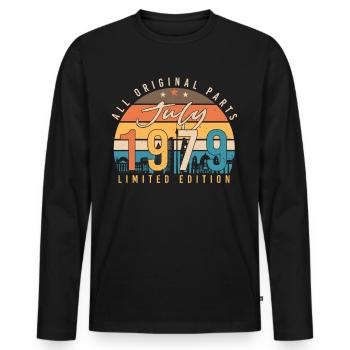 Baujahr 1979 Juli - Männer Premium Bio Langarmshirt - Schwarz - Vorne - Nico (187cm)
