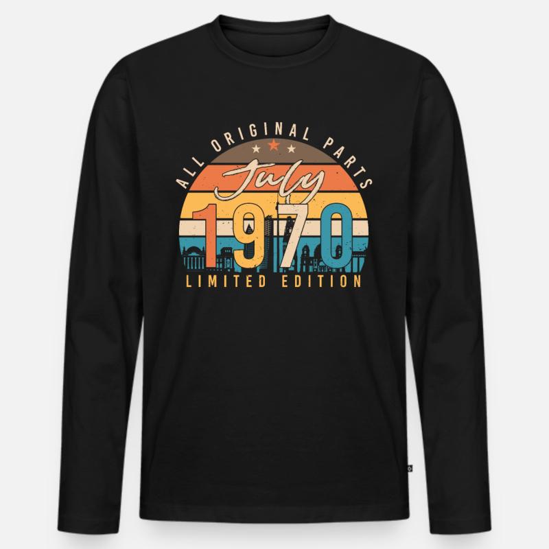 1970 Juli Geschenkidee - Männer Premium Bio Langarmshirt - Schwarz