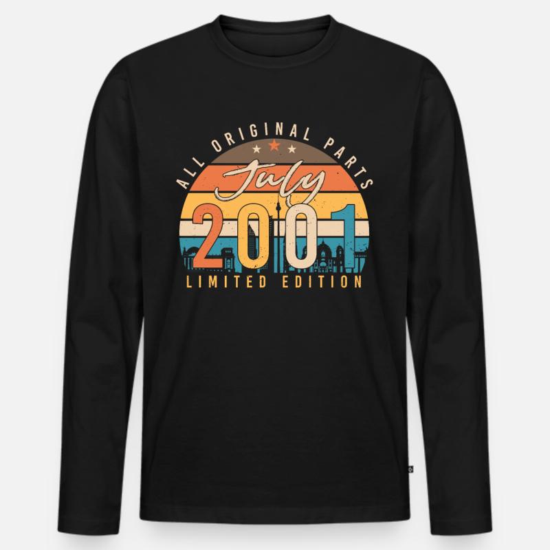 2001 Juli Retro - Männer Premium Bio Langarmshirt - Schwarz