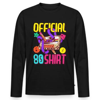 80er Jahre Outfit Party 80's Motto Mottoparty 1980 - Männer Premium Bio Langarmshirt - Schwarz - Vorne - Nico (187cm)