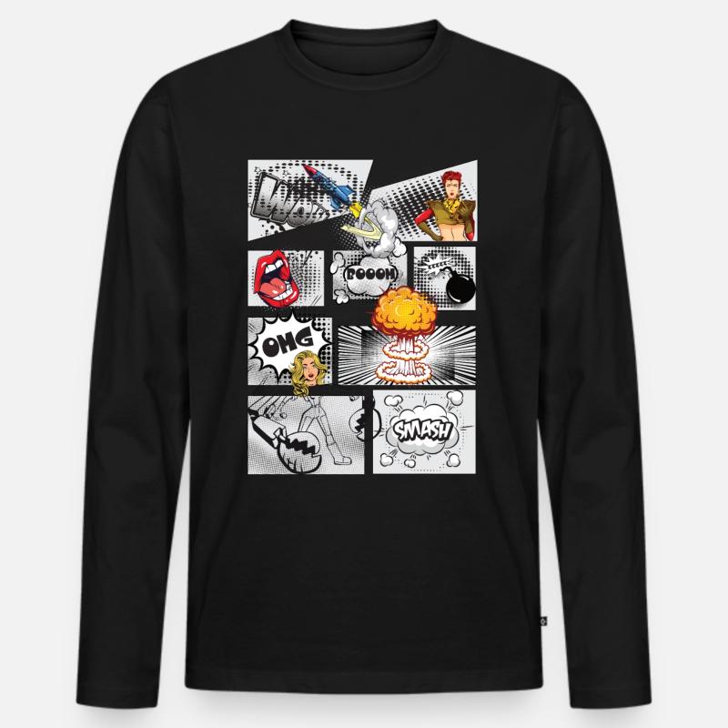 Comic Stil - Männer Premium Bio Langarmshirt - Schwarz