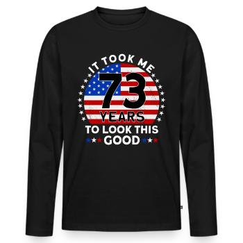 Il m’a fallu 73 ans pour être aussi belle - T-shirt manches longues Premium bio Homme - noir - Devant - Nico (187cm)