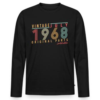 1968 Juli Limitierte Edition - Männer Premium Bio Langarmshirt - Schwarz - Vorne - Nico (187cm)