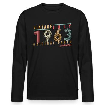 Born 1963 in July - Men's Premium Organic Long Sleeve Shirt - black - Front - Nico (187cm)