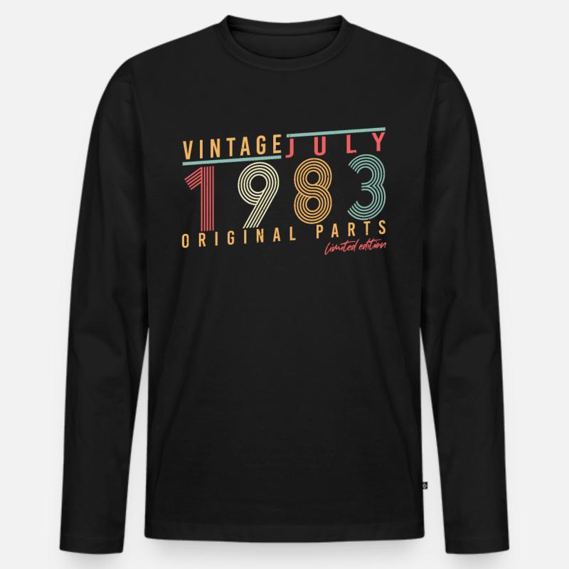 Retro 1983 Juli - Männer Premium Bio Langarmshirt - Schwarz