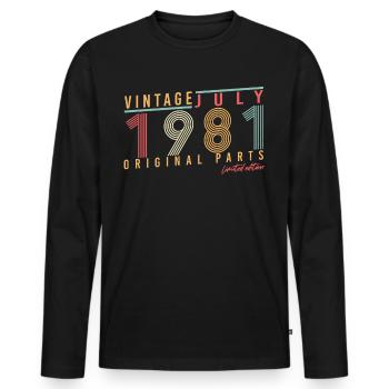 Original Juli 1981 - Männer Premium Bio Langarmshirt - Schwarz - Vorne - Nico (187cm)
