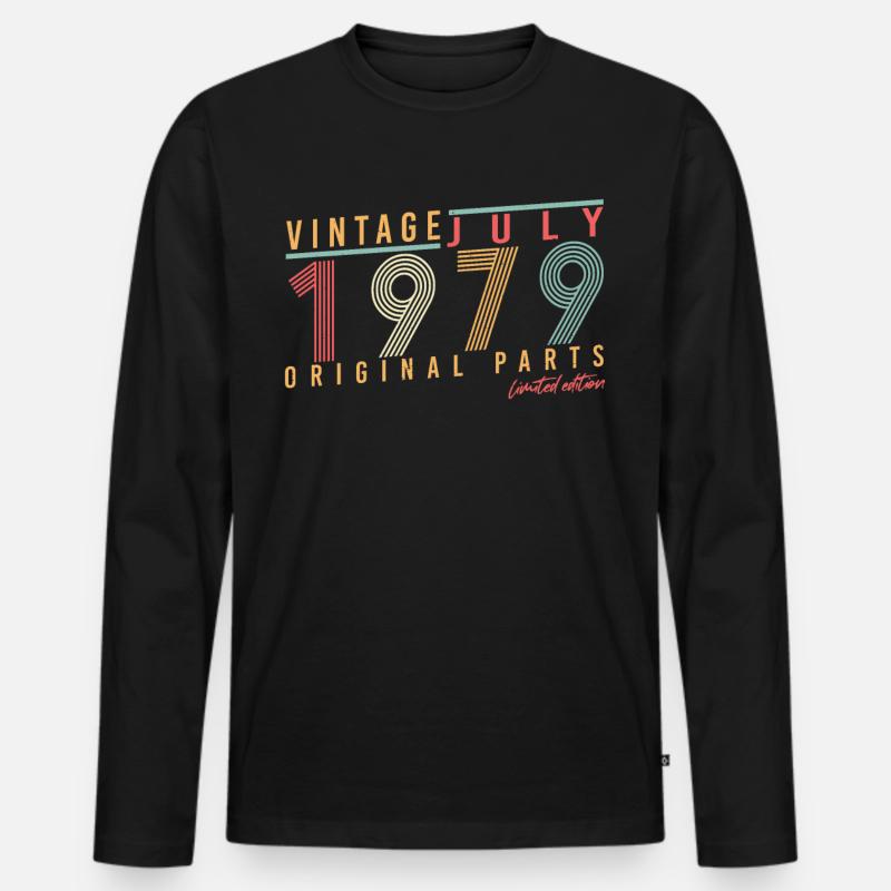 Original Juli 1979 - Männer Premium Bio Langarmshirt - Schwarz