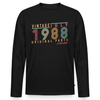 Vintage 1988 July - Men's Premium Organic Long Sleeve Shirt - black - Front - Nico (187cm)
