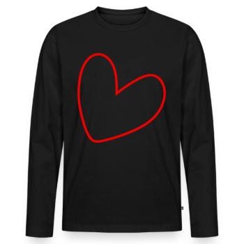 Simple Red Heart - Men's Premium Organic Long Sleeve Shirt - black - Front - Nico (187cm)